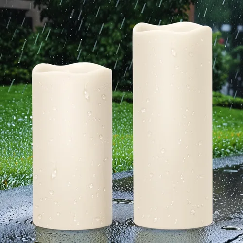 Vista 9 de GenSwin Velas LED parpadeantes sin llama de 4 x 6.5 pulgadas, funcionan con pilas con temporizador de 6 horas, velas votivas de cera real cálida