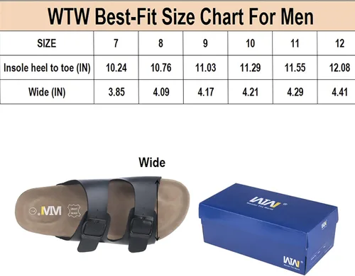 Vista 8 de WTW Arizona - Sandalias de corcho para hombre, con correa de hebilla de metal ajustable para hombre, estilo casual