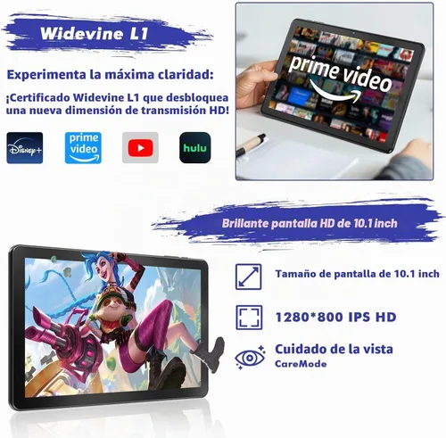 Vista 3 de Tablet Android 15 de 10.1 pulgadas, 24 GB de RAM 128 GB ROM (ampliable 1 TB), pantalla HD de 1280 x 800, batería de 6000 mAh, cámara de 5 MP+8 MP
