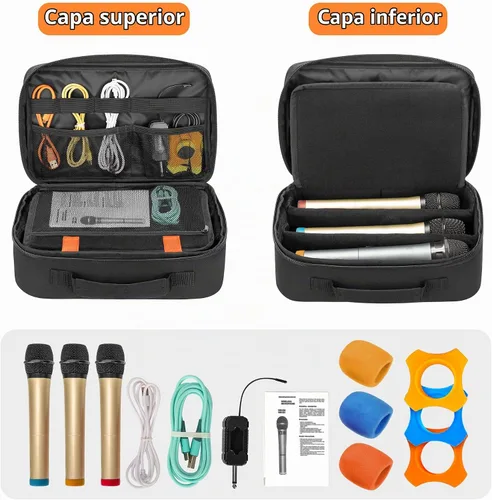 Vista 2 de PGmoon Estuche de transporte para micrófono inalámbrico con 3 ranuras