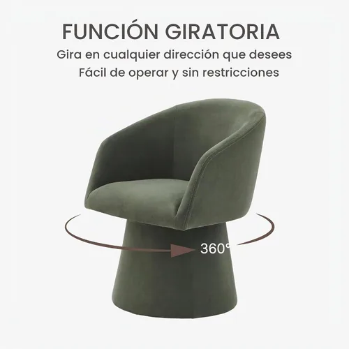 Vista 6 de KISLOT Sillas de Comedor Giratorias Sillón de Acento Moderno Silla Lateral de Escritorio para Comedor Tocador Dormitorio Sala de Estar Sala de Verde