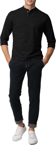 Vista 4 de H2H - Camisetas de cuello henley y manga larga para hombre, diseño informal y ajustado de tela fina y ligera