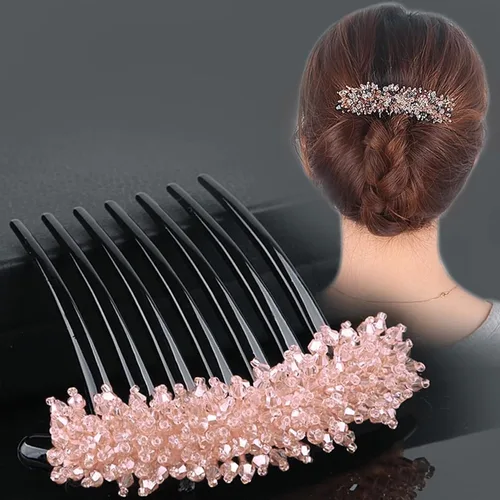 Vista 8 de Peine lateral de perlas para mujer, peines de pelo con diamantes de imitación, 7 dientes, accesorios de cristal vintage, accesorios para tocados
