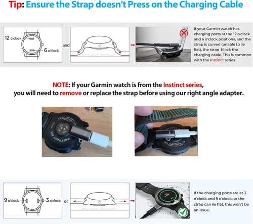 Vista 5 de Adaptador de cable de carga USB C a Garmin Watch, paquete de 4, cable de carga Garmin tipo C para Fenix 9 8 7 6 Pro Solar, Vivoactive 6 5 4S, Venu 3