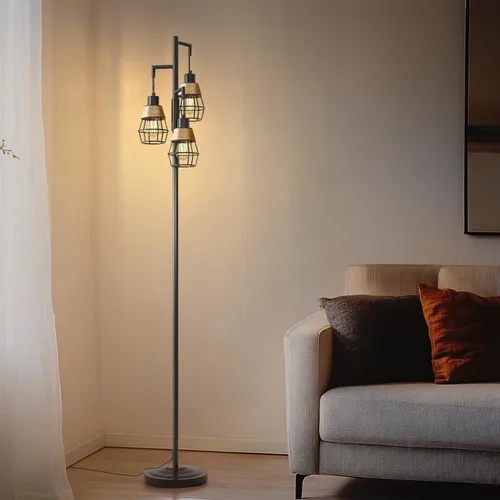 Vista 6 de Oneach Lámparas de pie de 68" para sala de estar, lámpara de pie ajustable sin escalones estilo bohemio con 3 bombillas, lámpara de pie alta