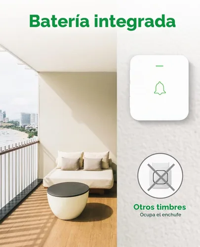 Vista 2 de AVANTEK Timbre de puerta inalámbrico, WA-11 resistente al agua, funciona con pilas, timbre que funciona a 1000 pies, kit de timbre de puerta