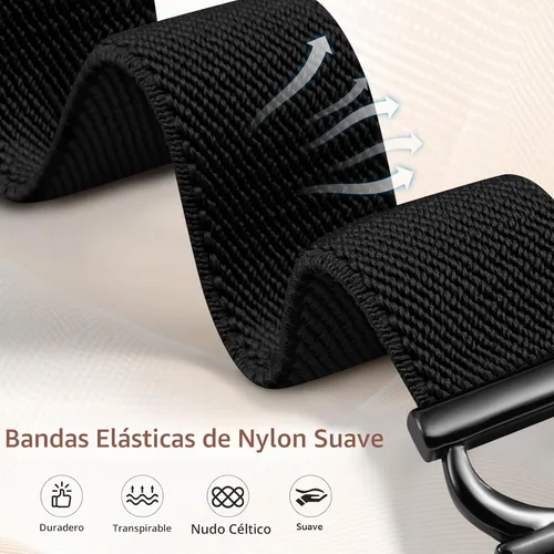 Vista 4 de Minyee Correa magnética elástica compatible con Apple Watch Band de 38/40/41/42/44/45/46/1.929 in para mujer, correa de metal en forma de C