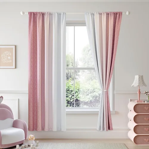 Vista 29 de Cortinas Ombre 100% Opacas de 63 Pulgadas de Largo 2 Paneles para Dormitorio Azul Blanco Patrón Degradado Oscurecimiento de Habitación Aislamiento
