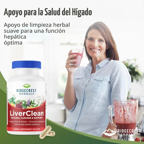 Vista 6 de RidgeCrest Herbals LiverClean Fórmula de apoyo hepático herbario 60