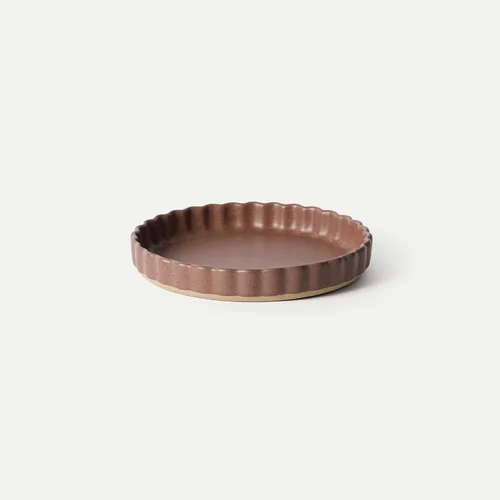 Vista 11 de MORA Molde de cerámica para tartas, fuente grande de porcelana de 9.5 pulgadas para tartas, quiche, pastel, flan, etc. Borde acanalado con volantes