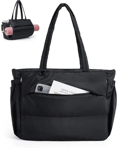 Vista 9 de BAGSMART Bolsa de yoga y pilates para mujer con asas, bolsa de gimnasio Rosa bebé