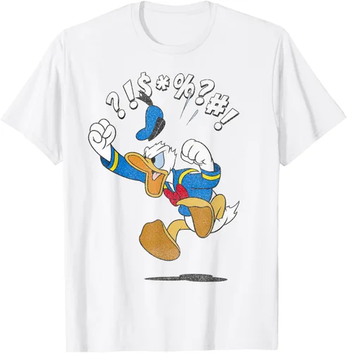 Vista 49 de Disney Mickey And Friends - Camiseta vintage de Donald Duck Angry Jump, Negro