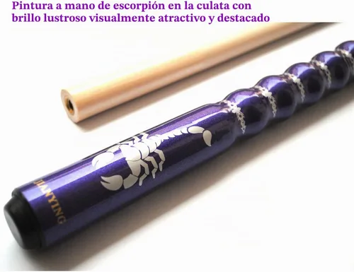 Vista 4 de Palo de billar de 58", kit de tacos de billar ergonómicos de madera dura de arce de 2 piezas de 13 mm, 19/20/21 onzas