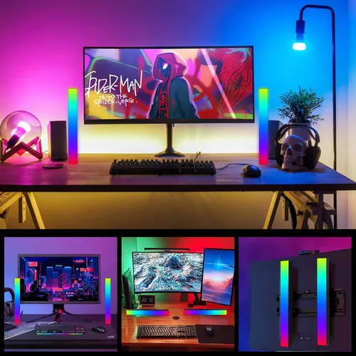 Vista 5 de Barra de luz de ritmo alimentada por batería, luces de ritmo de captación de control de sonido RGB, control por aplicación, luces LED de nivel