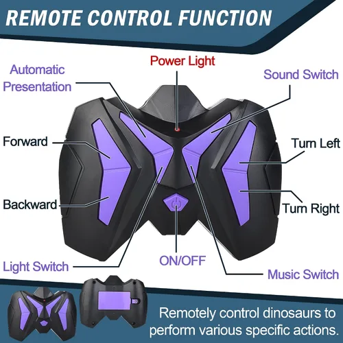 Vista 2 de Juguetes grandes de dinosaurio con control remoto para niños, juguetes de velociraptor jurásico que imita caminar y sonidos, juguetes robot que