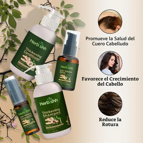 Vista 3 de Herbishh Champú y acondicionador espesante Vitalizador capilar Aceite de esencia para el crecimiento del cabello Previene la pérdida
