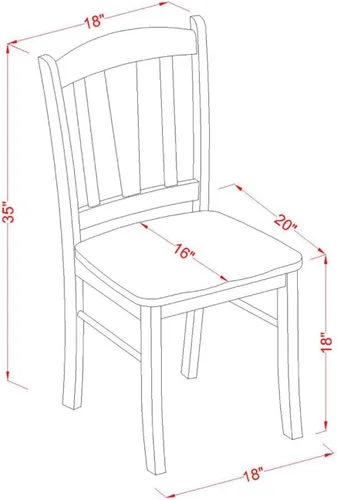 Vista 6 de East West Furniture DLIN3-OAK-W Juego de mesa de comedor de 3 piezas para espacios pequeños contiene una mesa de comedor redonda con gotas y 2