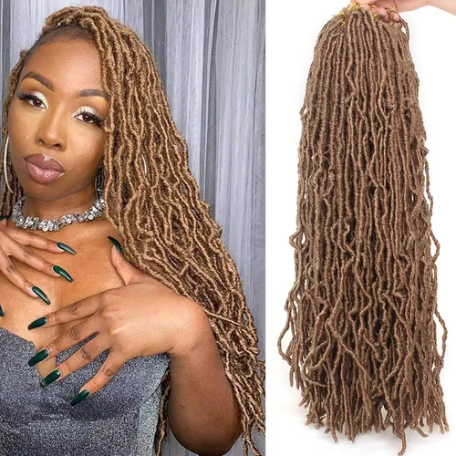 Vista 21 de Leeven Nuevas Trenzas de Ganchillo de Cabello con Locs Falsos Suaves de 24 Pulgadas de Largo Locs de Diosa Desgastados 6 Paquetes Negro Natural