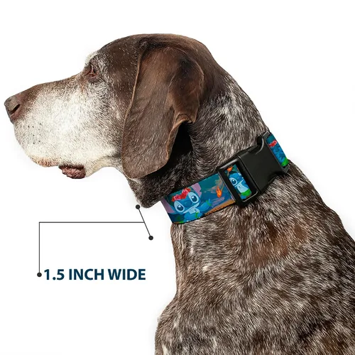 Vista 6 de Buckle-Down Collar de clip de plástico – Stitch Hula Dance 5-Poses – 1 pulgada de ancho – Se adapta a 9-15 pulgadas Cuello – Pequeño