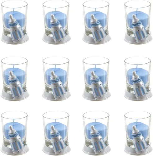 Vista 3 de Lunaura Baby Keepsake - Juego de 12 velas votivas de cristal para niños, color azul