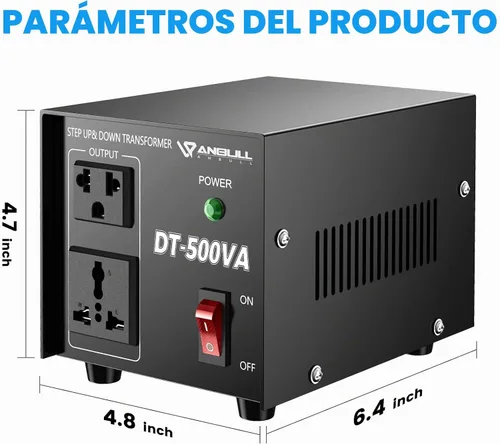 Vista 7 de Transformador Convertidor de Voltaje Anbull 500W, Transformador de Voltaje de Paso Abajo y Arriba 110v 220v, Convertidor de Voltaje de 220 a 110