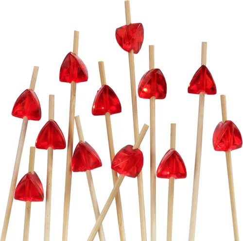 Vista 12 de BambooMN Pinchos decorativos de acrílico transparente de 5.9 pulgadas para sándwiches de frutas y cócteles de bambú para eventos de catering Claro
