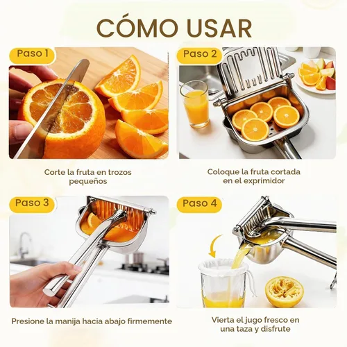 Vista 6 de Exprimidor manual de cítricos – Elite 304 Exprimidor de limón de acero inoxidable resistente con filtro incorporado, exprimidor de naranja