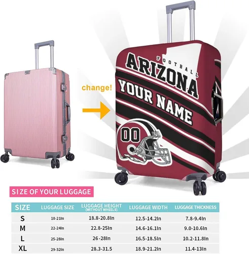 Vista 3 de Fundas de equipaje personalizadas con nombre y número, funda de maleta lavable elástica personalizada para equipaje, Arizona, Fútbol