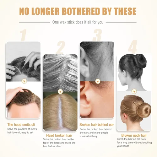Vista 3 de Barra de cera para el cabello para mujeres y niños, barra de pomada de cera para pelucas (0.56 onzas)
