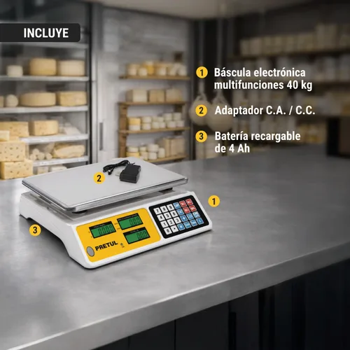 Vista 10 de Báscula electrónica Pretul 88.2 lbs de capacidad multifunción