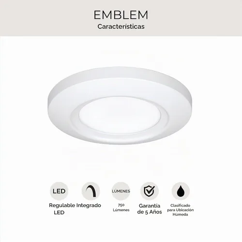 Vista 3 de Progress Lighting 5-1/2" Emblem Collection Montaje en superficie LED, aluminio en blanco