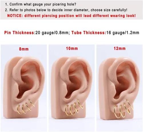 Vista 11 de FANSING Aretes de aro para mujer, aretes de aro de cartílago de moda, aretes de acero quirúrgico para hombre