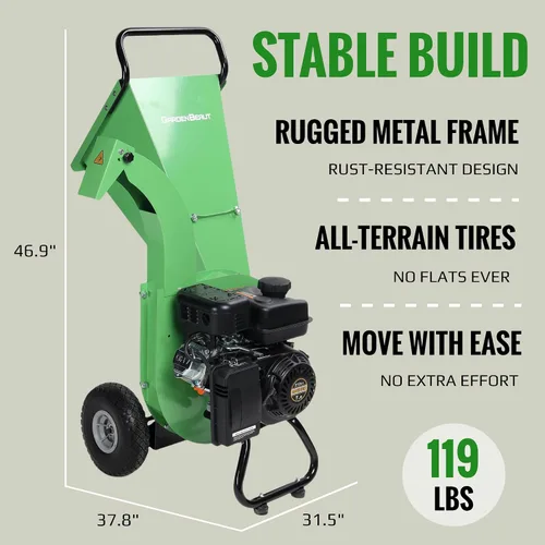 Vista 6 de Trituradora de madera S1, relación de reducción alta de 20:1, motor de gasolina resistente de 7 HP 212cc, capacidad máxima de diámetro de madera