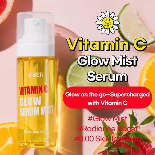 Vista 2 de Bruma de suero de vitamina C brillante, hidratante e iluminadora con mandarina verde Jeju, spray facial para piel brillante, niacinamida