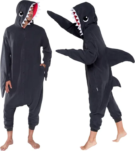 Vista 90 de Funziez! - Disfraz de Halloween para adultos, disfraz de animales y criaturas marinas, mameluco afelpado para cosplay, para mujeres y hombres