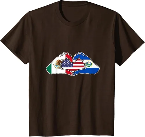 Vista 52 de Corazón manos México, El Salvador y Estados Unidos. Camiseta, Negro
