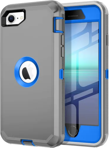 Vista 13 de I-HONVA - Carcasa protectora de 3 capas para iPhone SE 2020, protector de pantalla integrado, a prueba de golpes, polvo y caídas, resistente