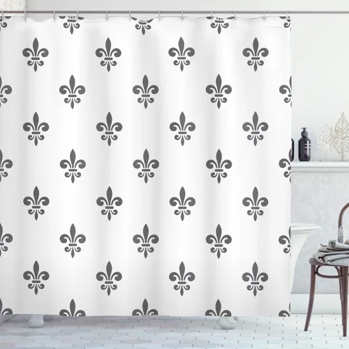Vista 6 de Ambesonne Decor Collection, juego de cortina con ganchos para regadera