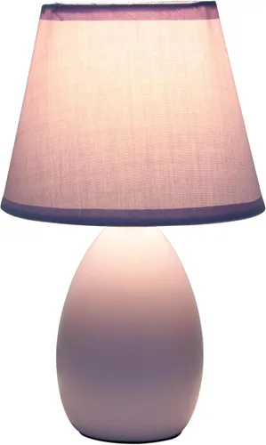 Vista 2 de Simple Designs LT1197-PRP Lámpara de Mesa de Cerámica Ovalada Mini Elegante y Estilizada Oblonga de 9.45" con Pantalla a Juego, para Sala de Estar