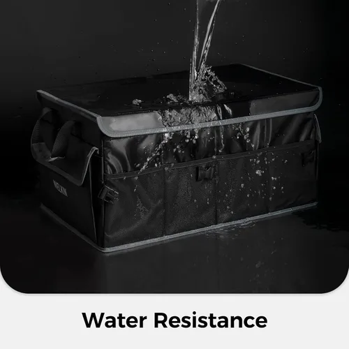 Vista 3 de WELKIN Organizador de maletero de automóvil de 15 galones/60L con tapa y divisores - Organizador de almacenamiento plegable resistente para SUV