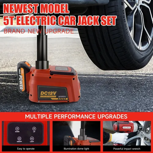 Vista 4 de E-HEELP Cordless Electric Floor Jack Kit 5 Ton with Remote, Wrench and LED Hydraulic Lifting for SUV and RV Tire Changes, Roadside Emergencies and