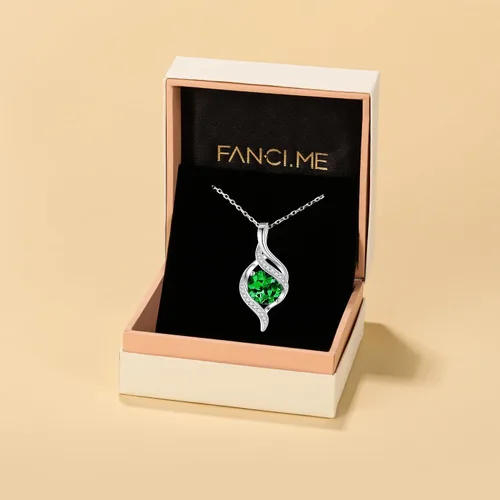 Vista 6 de FANCIME Birthstone Necklace for Women Round Cubic Zirconia Necklace S925 Sterling Silver full Love Birthday Gifts for Mom Women