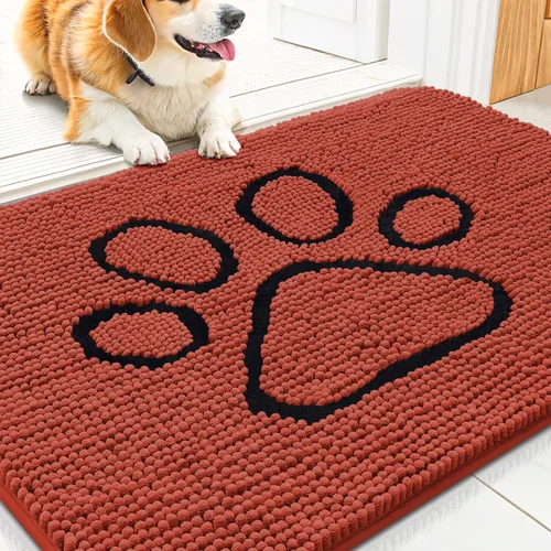 Vista 140 de Smiry Tapete para puerta de perro para patas fangosas, absorbente y Gris y negro