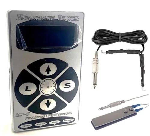 Vista 2 de DGT MP-5 Digital LCD Tatuaje Fuente de alimentación Liner/Shader Pedal de pie y cable de clip