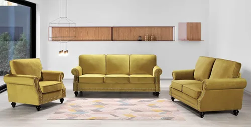 Vista 17 de Container Furniture Direct Lotus - Sofá biplaza tapizado de terciopelo moderno de mediados de siglo, con brazos enrollados, color beige