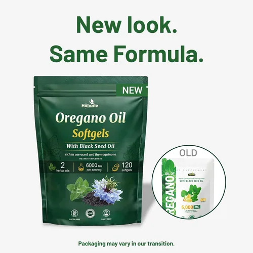 Vista 9 de Cápsulas blandas de aceite de orégano - Aceite de orégano con aceite de semilla negra, formulado con Carvacrol 165mg y timoquinona, 240 cápsulas