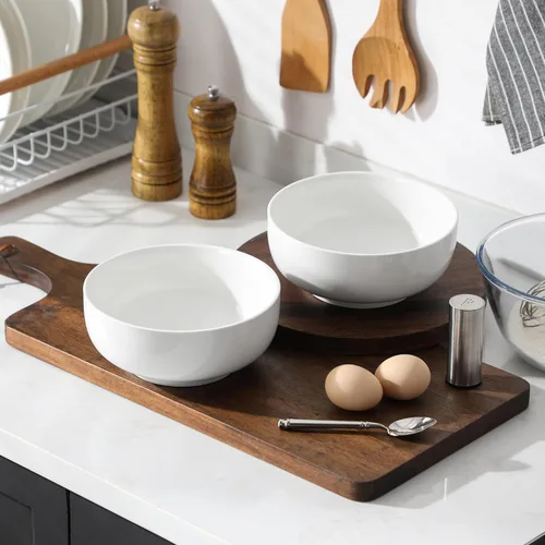 Vista 9 de MALACASA Juego de Tazones para Ensalada, 44 OZ (7") Tazones Grandes para Sopa Tazones para Cereal para Cocina, Juego de Tazones de Cerámica Blanca