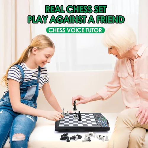 Vista 3 de Tablero de ajedrez electrónico Talking Chess Academy, tablero de ajedrez inteligente con sistema de enseñanza de voz, juego de ajedrez