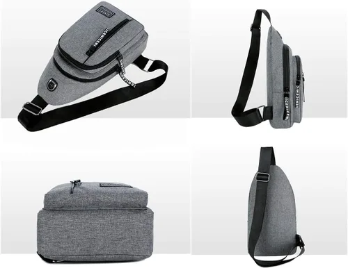 Vista 3 de YERCHIC Bolso bandolera pequeño cruzado en el pecho, hombro resistente al agua, bolsa de viaje con correa para hombres y mujeres con agujero