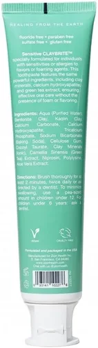 Vista 2 de ClayBrite Sensitive Pasta de dientes natural Zion Health 4 oz Pasta